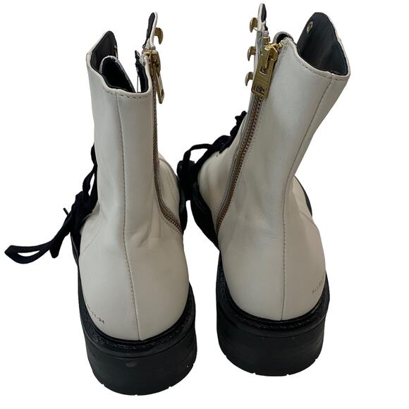 NEW! AllSaints Dusty Cap Toe Combat Boot Stone White Leather - Picture 7 of 10